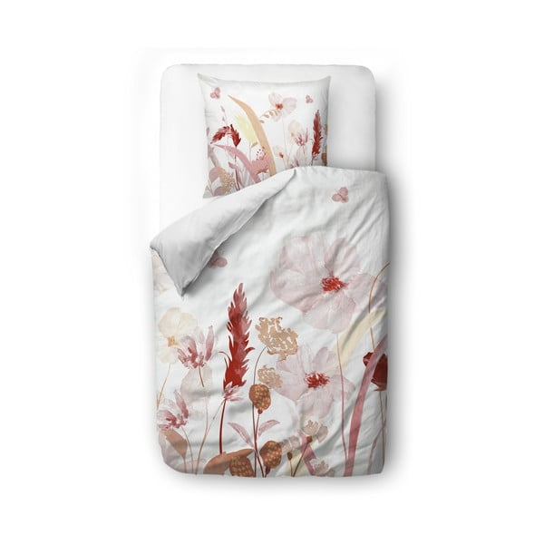 Бяло и розово памучно спално бельо от сатен за единично легло 140x200 cm - Butter Kings