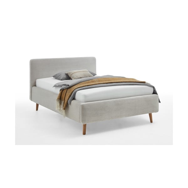 Бежово единично легло 120x200 cm тапицирано без ламелно дъно Mattis – Meise Möbel-image-2