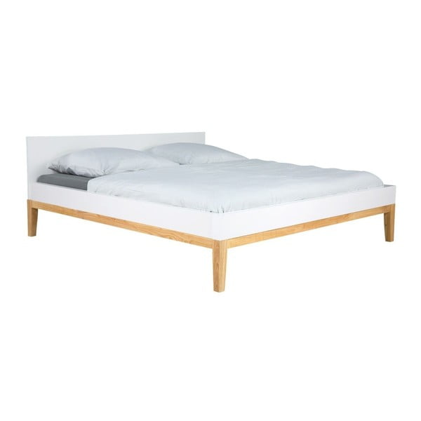 Bílá dřevěná postel s rošty SOB York, 140 x 200 cm