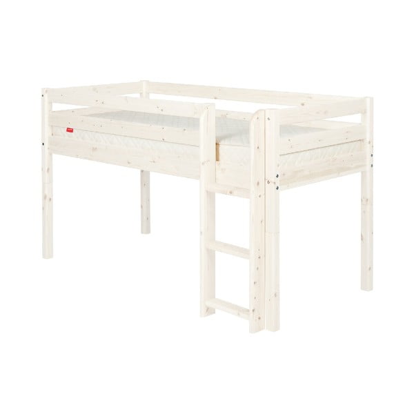 Бяло средно високо детско легло от борова дървесина , 90 x 200 cm Classic - Flexa