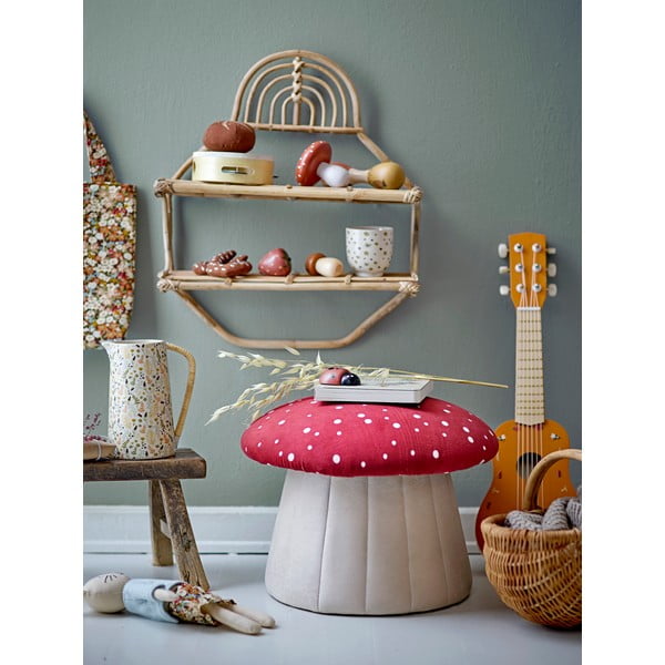 Червено и бяло кадифено бебешко пуфче Lue - Bloomingville Mini-image-3