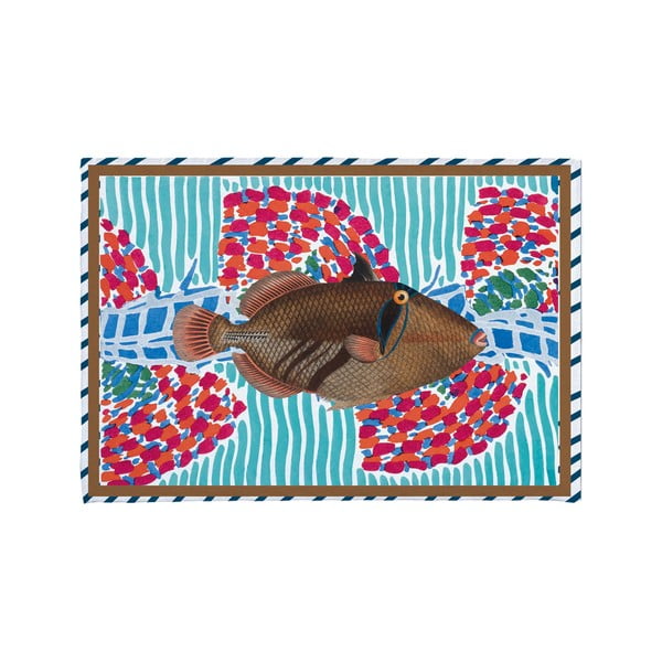 Тюркоазена постелка за баня 40x60 cm Tufted Fish - Really Nice Things