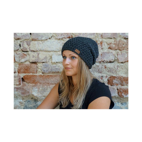 Тъмно сива ръчно плетена нощна шапка - DOKE-image-3
