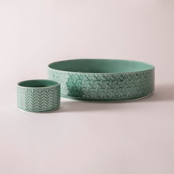 Порцеланови купи за сервиране в тюркоазен цвят в комплект от 2 бр. ø 30 см Heath Jade - Ladelle-image-2