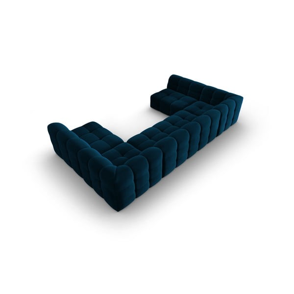 Тъмносин ъглов диван от кадифе (U-образен) Kendal - Micadoni Home-image-4