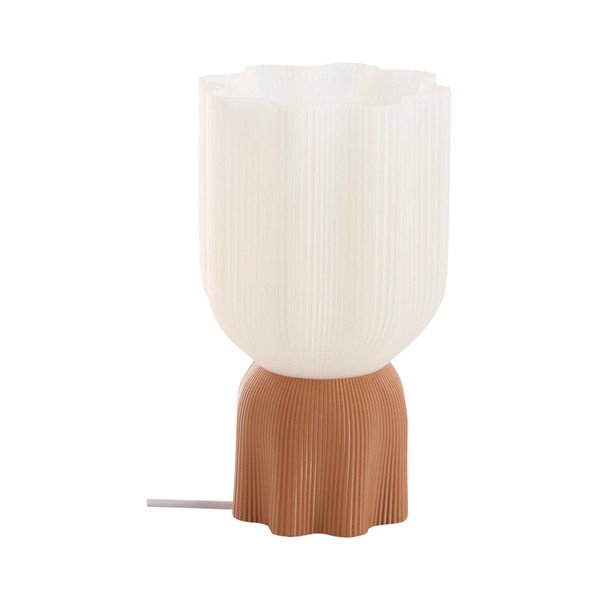Бяла/кафява пластмасова настолна лампа (височина 27 cm) Camier – Jotex
