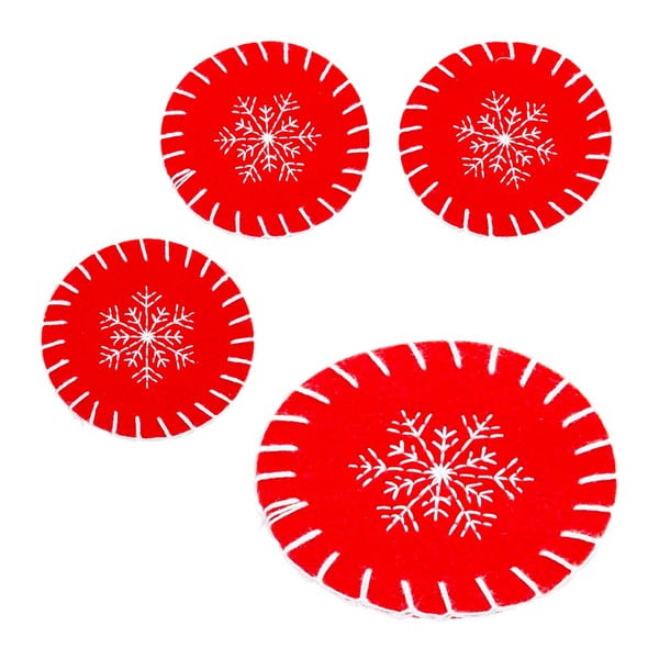 Червени подложки с коледен мотив в комплект от 4 - Casa Selección-image-1