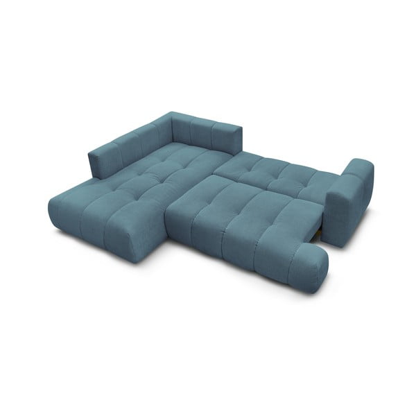 Син сгъваем/с място за съхранение ъглов диван (ляв ъгъл/L форма) Fuji – Bobochic Paris-image-4