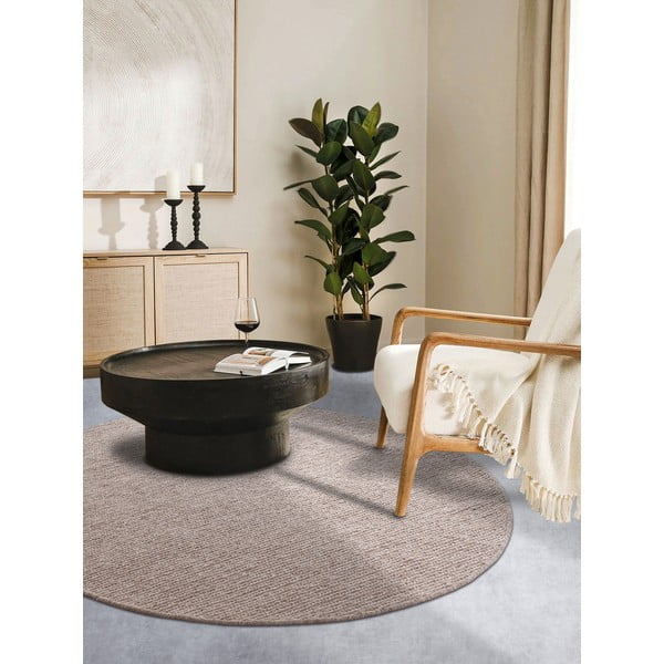 Светлокафяв ръчно изработен вълнен кръгъл килим ø 160 cm Francois – Villeroy&Boch-image-1