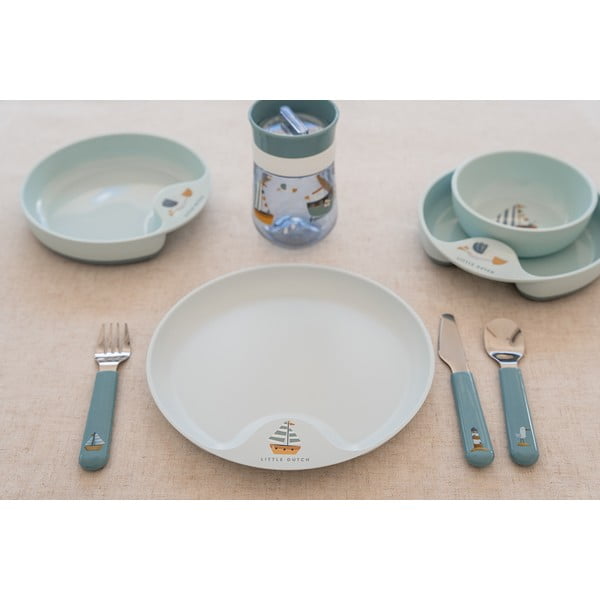 Детски прибори от неръждаема стомана в светлозелено и сребристо 3 броя Little farm - Mepal-image-4
