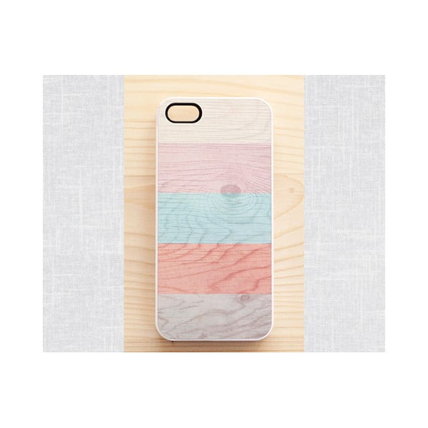 Obal na iPhone 5, Pastel Stripes on wood/white