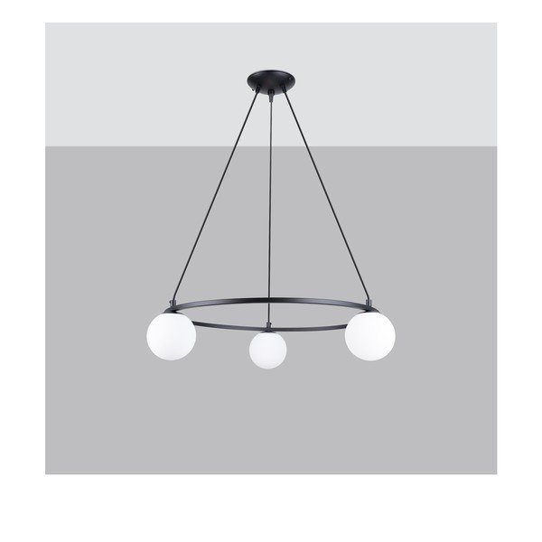 Бяло/черно висящо осветително тяло със стъклен абажур Umerta – Sollux-image-3