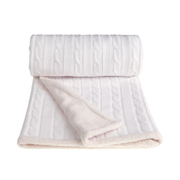 Бяло плетено бебешко одеяло със съдържание на памук , 80 x 100 cm Winter - T-TOMI