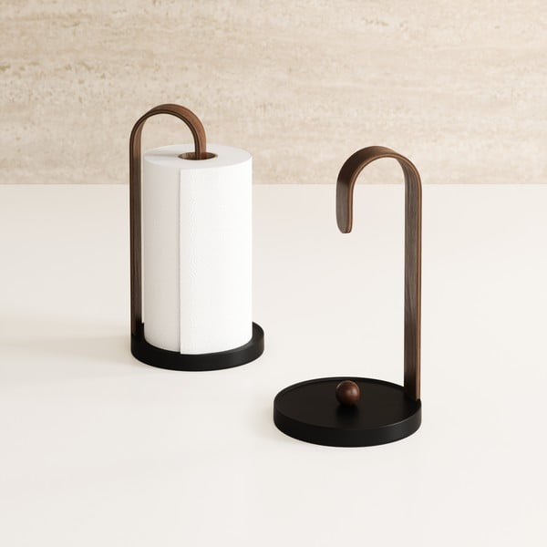 Черна дървена поставка за хартия ø 17 cm Bellwood - Umbra-image-1