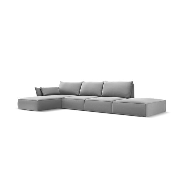 Светлосив кадифен ъглов диван (ляв ъгъл) Vanda – Mazzini Sofas-image-2