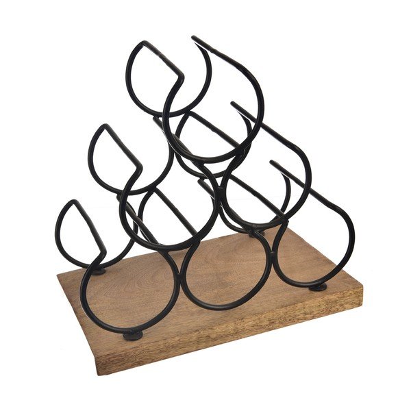 Дървена/метална стойка за вино брой бутилки 6 Black – Orion