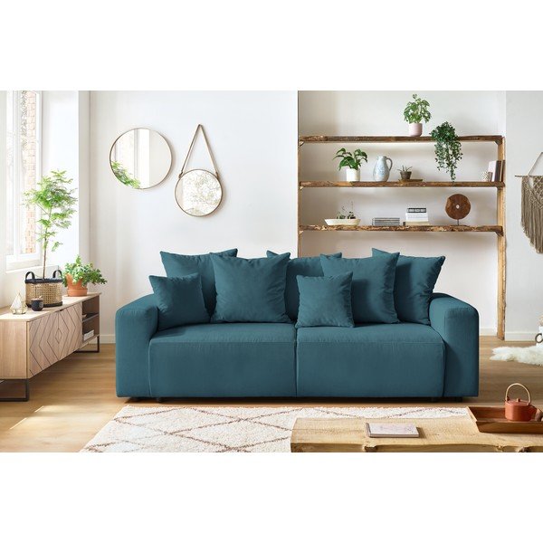 Син велурен разтегателен диван Envy - Bobochic Paris-image-1