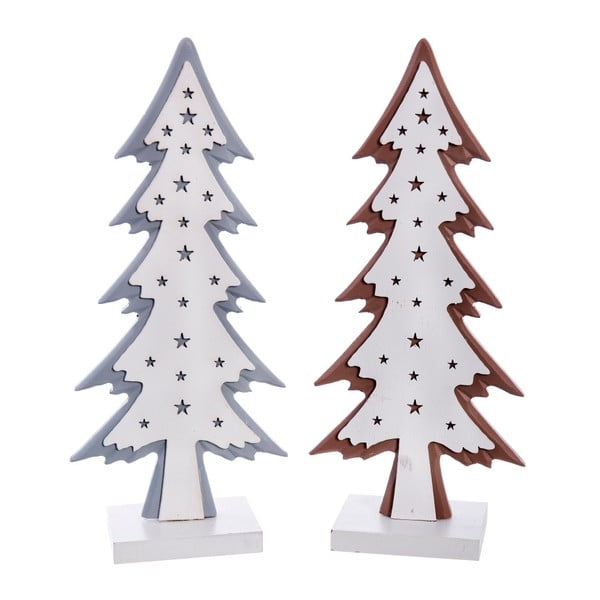 Sada 2 dřevěných vánočních dekorací Ixia Christmas Trees