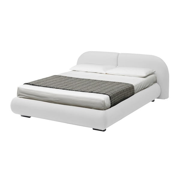 Bílá dvoulůžková postel s úložným prostorem a potahem z koženky 13Casa Candy, 160 x 190 cm