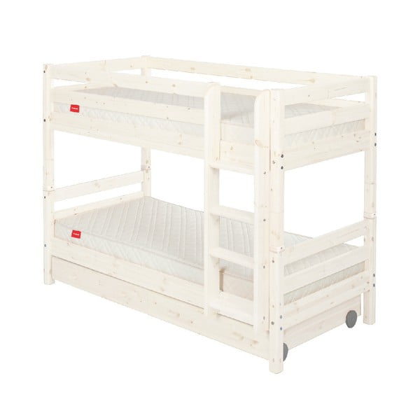 Бяло детско двуетажно легло от борова дървесина с чекмедже , 90 x 200 cm Classic - Flexa