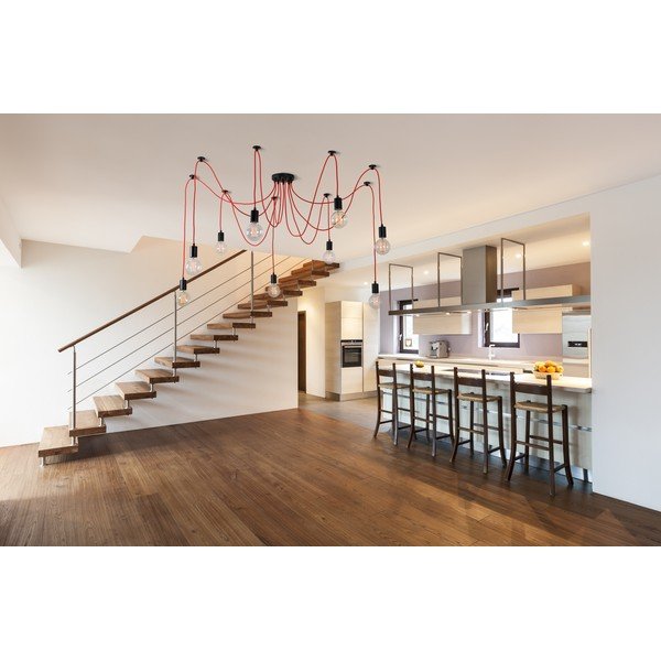 Červené devítiramenné závěsné světlo Filament Style Spider-image-3