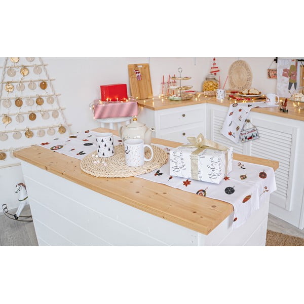 Коледна памучна покривка за маса 140x40 cm Lets Go Decorate - Butter Kings-image-1
