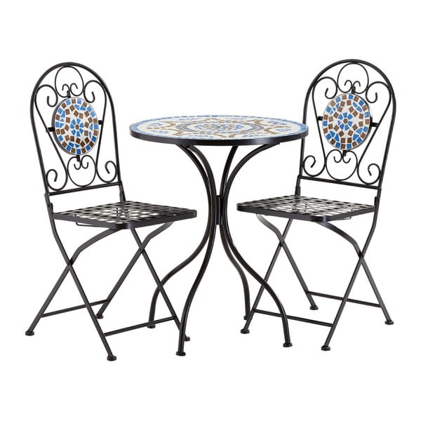 Set 2 modro-hnědých zahradních židlí a stolku Premier Housewares Amalfi