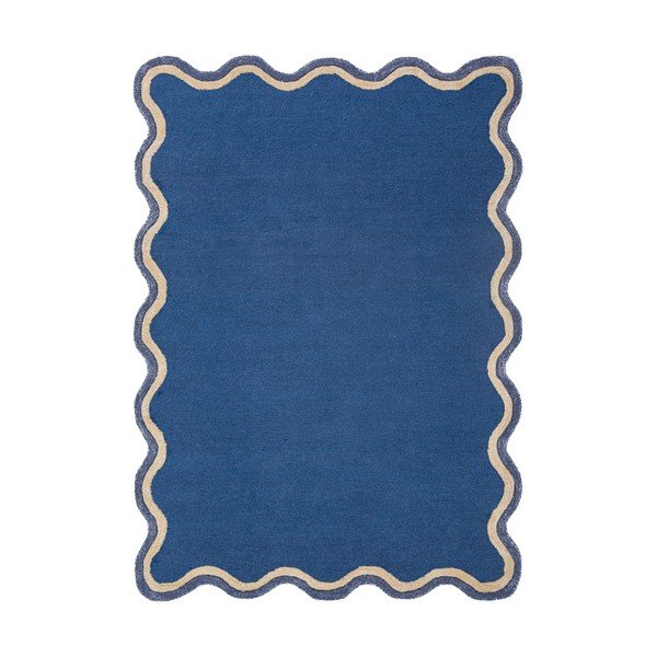 Тъмносин ръчно изработен килим със смес от вълна 160x230 cm Rivo Wool – Flair Rugs