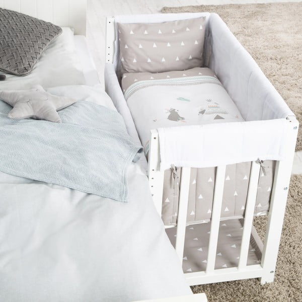 Бяла люлка с място за съхранение и сенник 90x45 cm Indibär - Roba-image-3