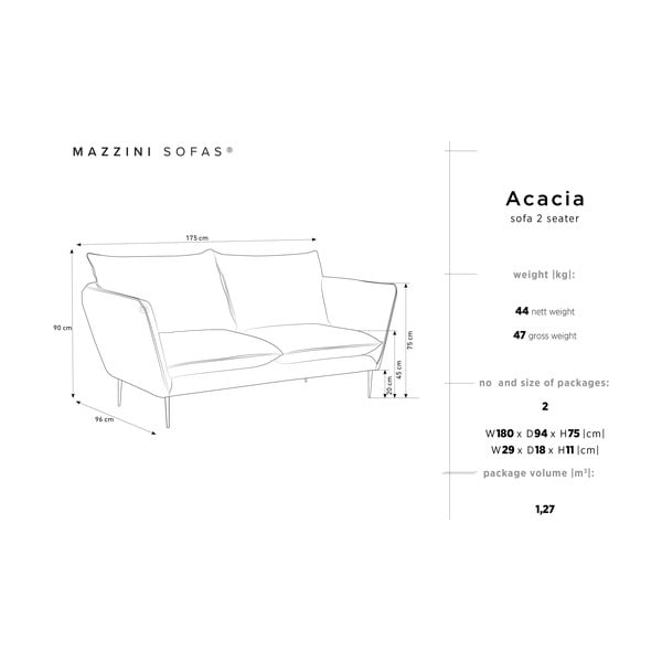 Tmavě modrá sametová pohovka Mazzini Sofas Acacia, délka 175 cm-image-3