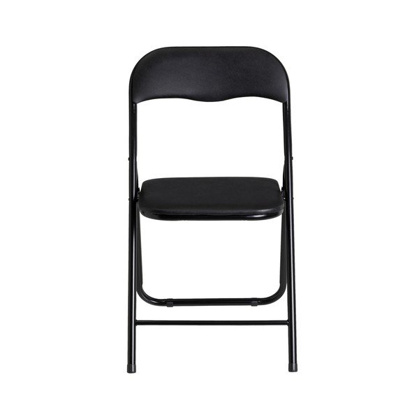 Черен сгъваем трапезен стол от имитация на кожа – Casa Selección-image-1