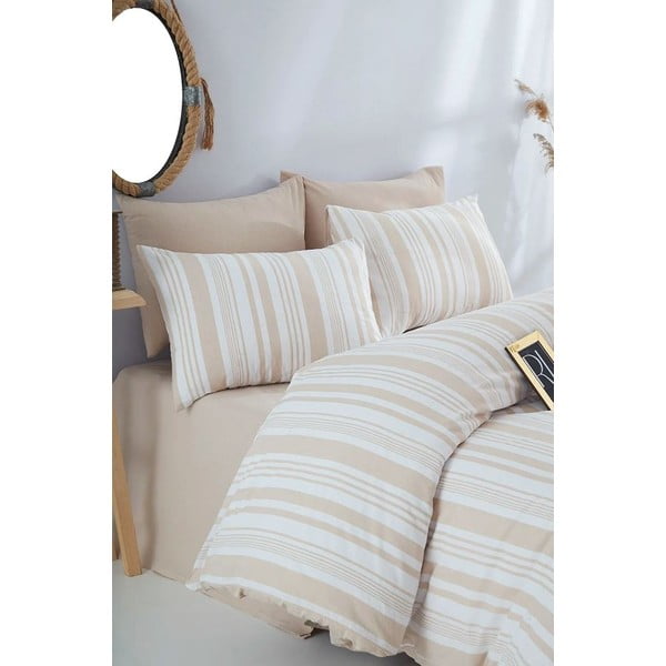Бежово памучно спално бельо за двойно легло 200x220 cm - Mila Home-image-1