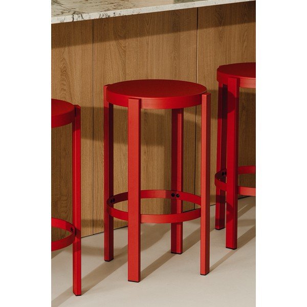 Червен  стоманен бар стол (височина на седалката 65 cm) Doon – noo.ma-image-1