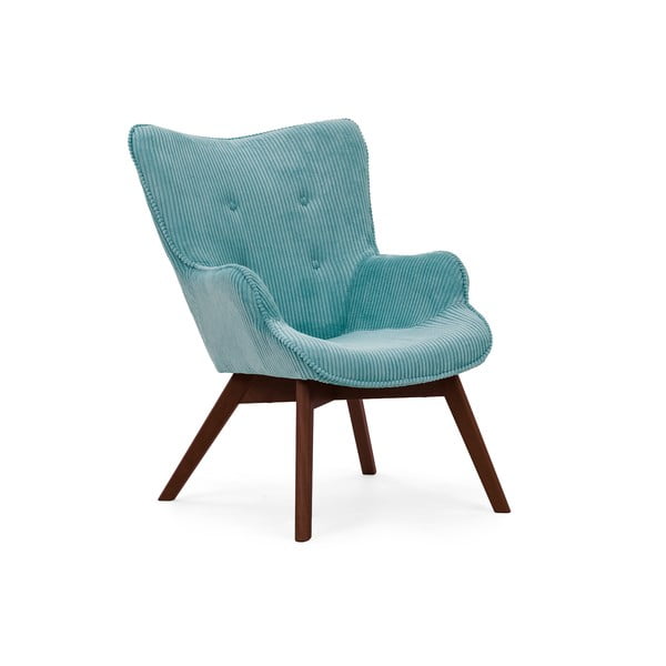 Тюркоазен фотьойл с табуретка от рипсено кадифе Niko – Ropez-image-4