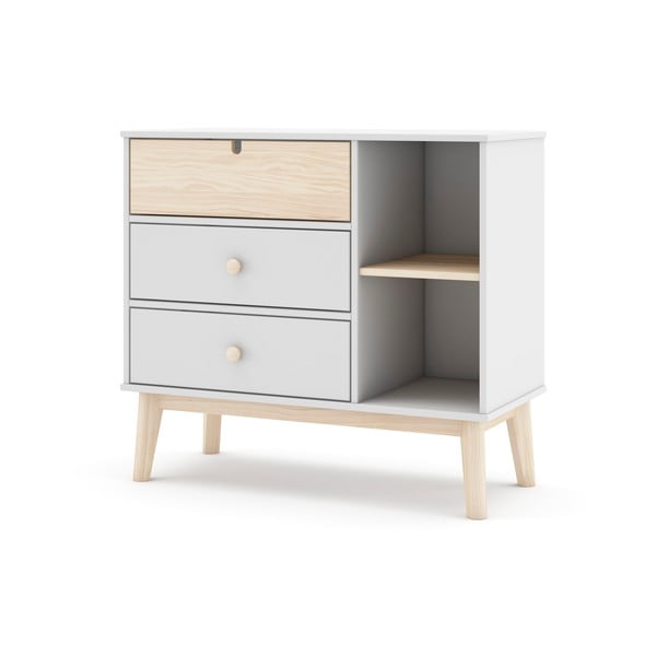Бял нисък детски скрин 90x40 cm Estefania – Marckeric-image-4