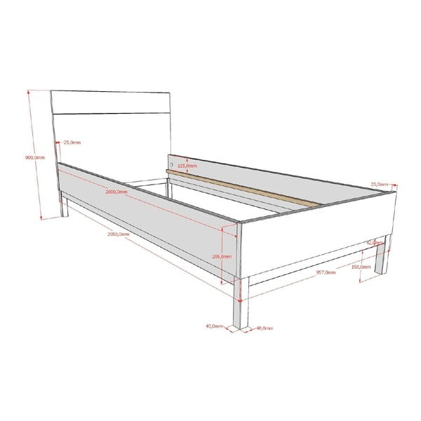 Бяло детско легло от масивен бор без ламелно дъно 90x200 cm Eva – Vipack-image-2