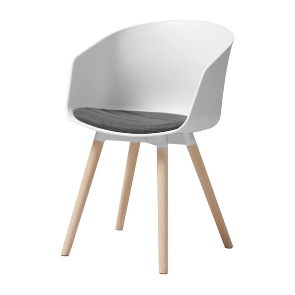 Бял трапезен стол с дъбови крака Moon - Interstil