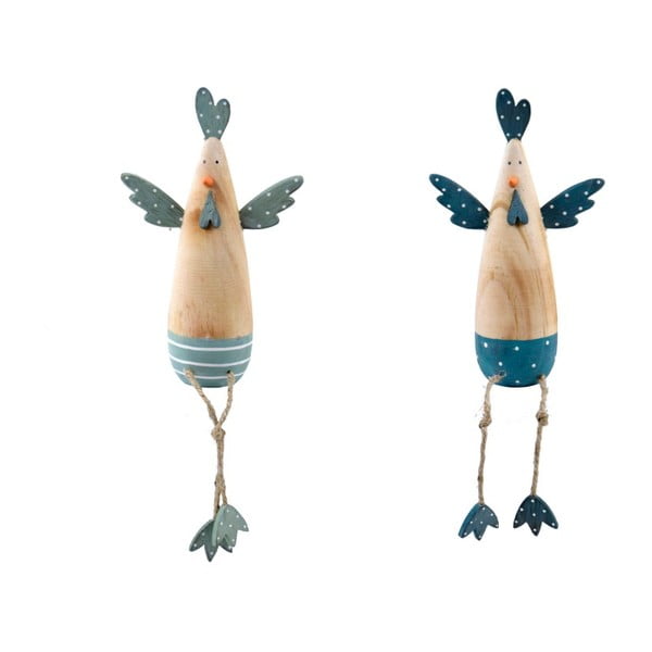 Комплект от 2 големи дървени декорации с пилета Ego Dekor Blue, 12 x 32 cm - Ego Dekor