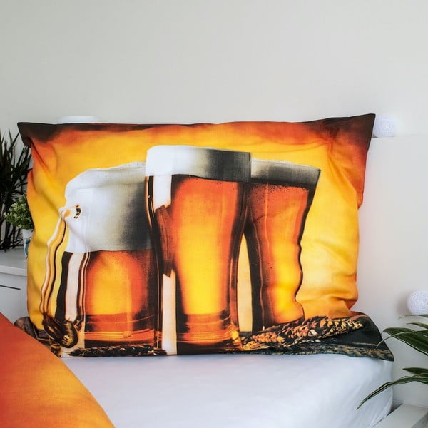 Единично  памучно спално бельо в кехлибарен цвят 140x200 cm Beer – Jerry Fabrics-image-3