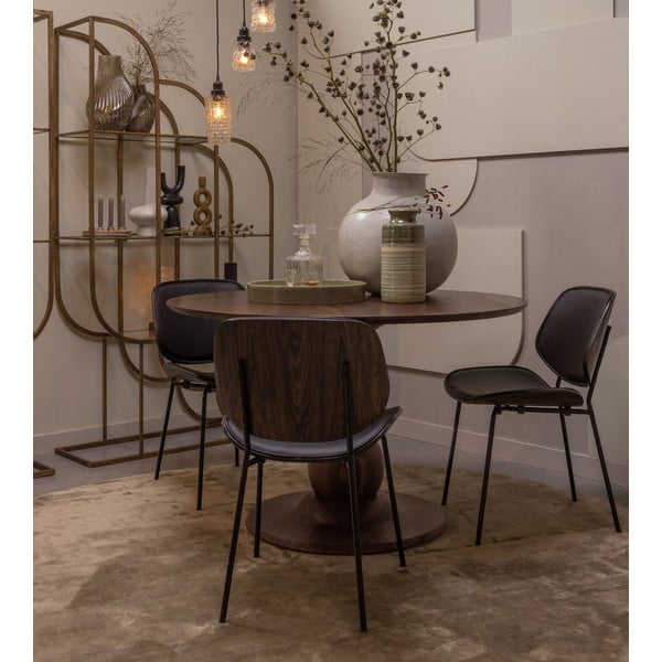 Черни трапезни столове в комплект 2 бр. от имитация на кожа Close In – WOOOD-image-1