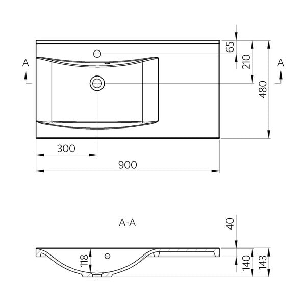 Бяла мивка от отлят мрамор 90x48 cm Luciola – Sapho-image-4