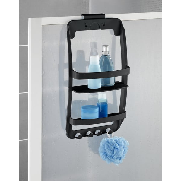 Черен висящ пластмасов рафт за баня без пробиване Universal – Wenko-image-1