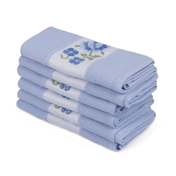 Комплект от 6 сини кърпи от чист памук Simplicity, 45 x 70 cm - Mijolnir