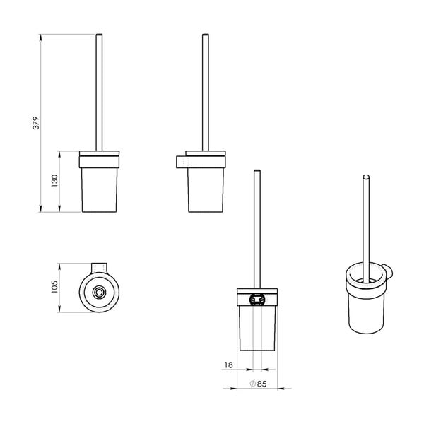 Бяла/златна стенна стъклена четка за тоалетна Gedy Pirenei – Sapho-image-2