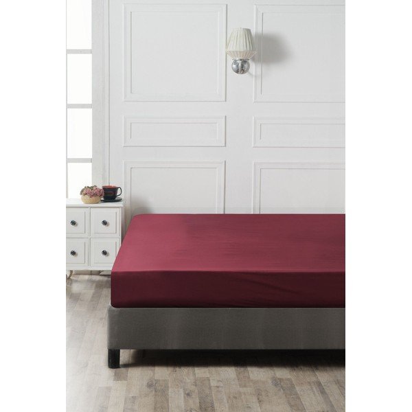 Еластичен памучен чаршаф в цвят бордо 140x200 cm – Mijolnir-image-2