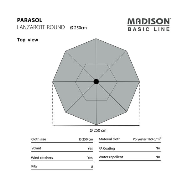 Зелен чадър ø 250 cm Lanzarote - Madison-image-2