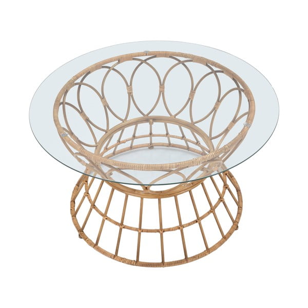 Кръгла масичка за кафе със стъклен плот в естествен цвят ø 75 cm Panama - Mauro Ferretti-image-2