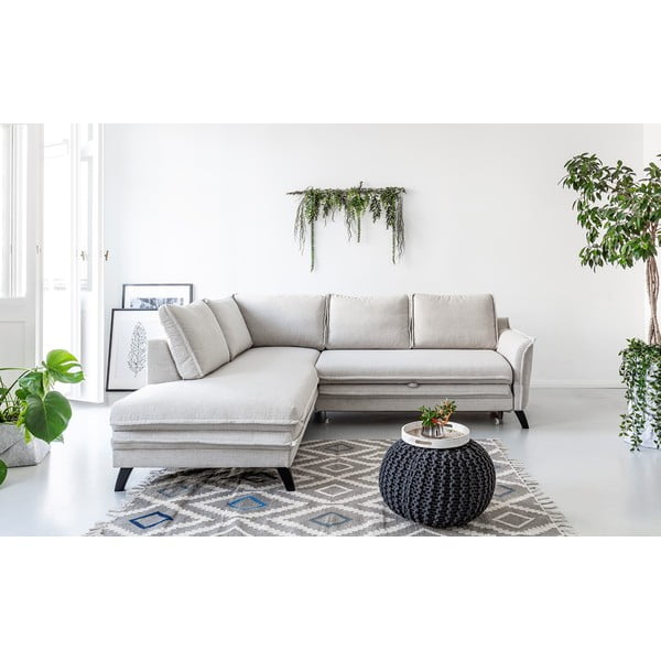 Светлобежов ъглов разтегателен диван ляв ъгъл, Charming Charlie - Miuform-image-1