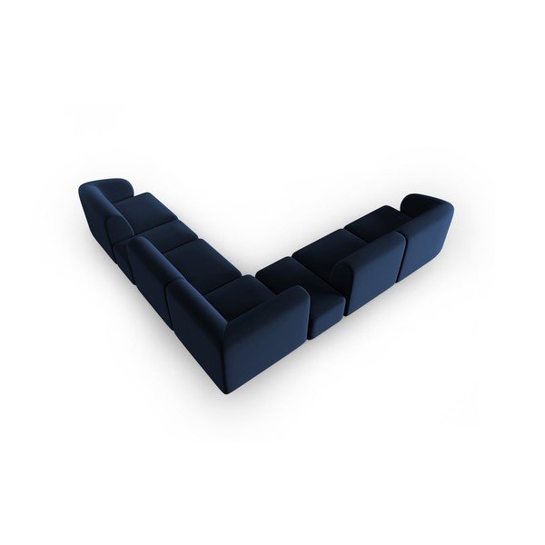 Син кадифен ъглов диван Paolo – Milo Casa-image-3