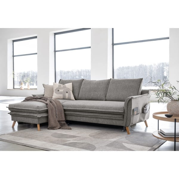 Сив разтегателен ъглов диван (ляв ъгъл) Charming Charlie – Miuform-image-3